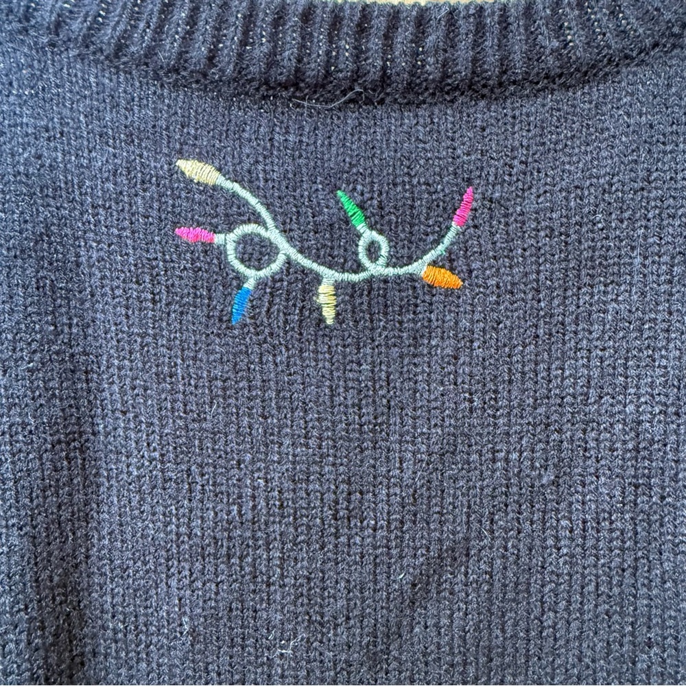 Christmas Sweater Vest XXL Black Colorful Bright Embroidered Merry Christmas - Picture 7 of 7